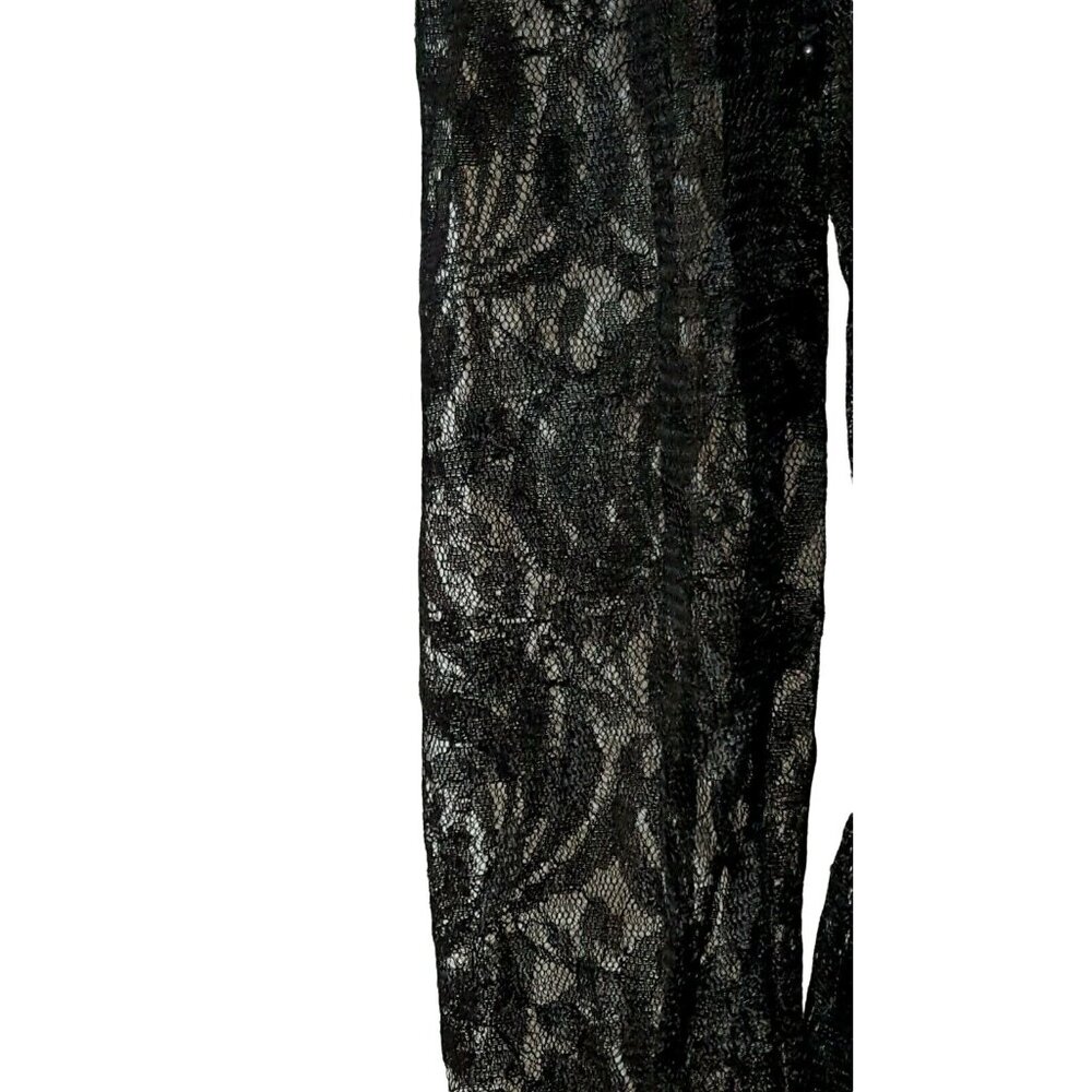 Vintage Lace Dress 10P Beaded Black Lined Zip Gothic Wedding Goth Tea Length - Picture 11 of 11